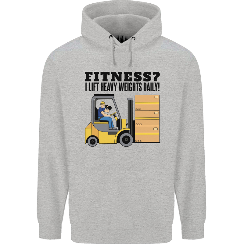Forklift Driver I Lift Heavy Weights Funny Childrens Kids Hoodie Sports Grey