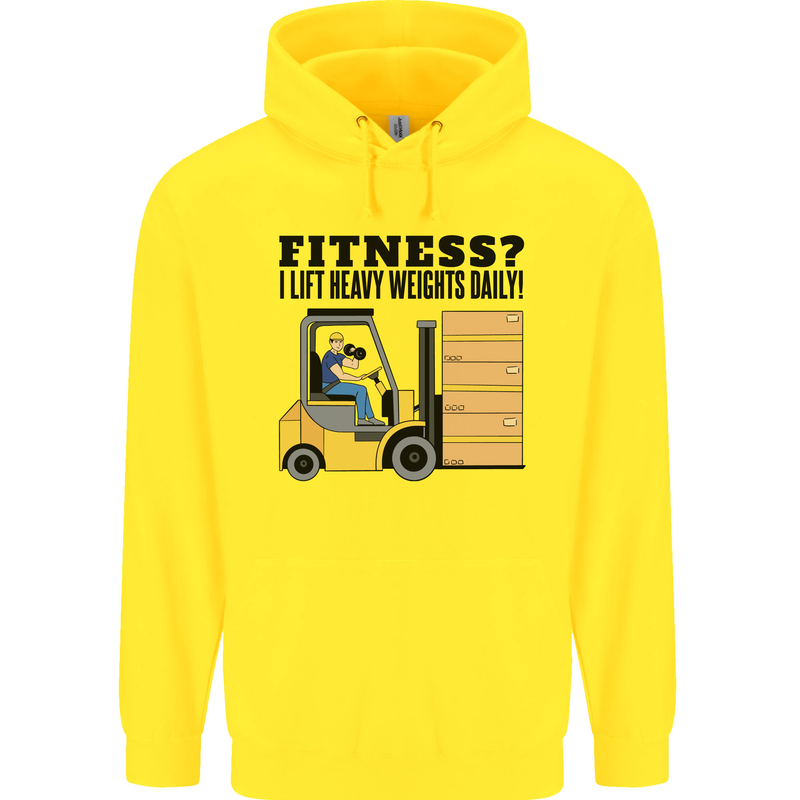 Forklift Driver I Lift Heavy Weights Funny Childrens Kids Hoodie Yellow