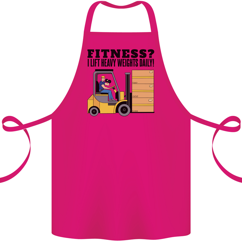Forklift Driver I Lift Heavy Weights Funny Cotton Apron 100% Organic Pink