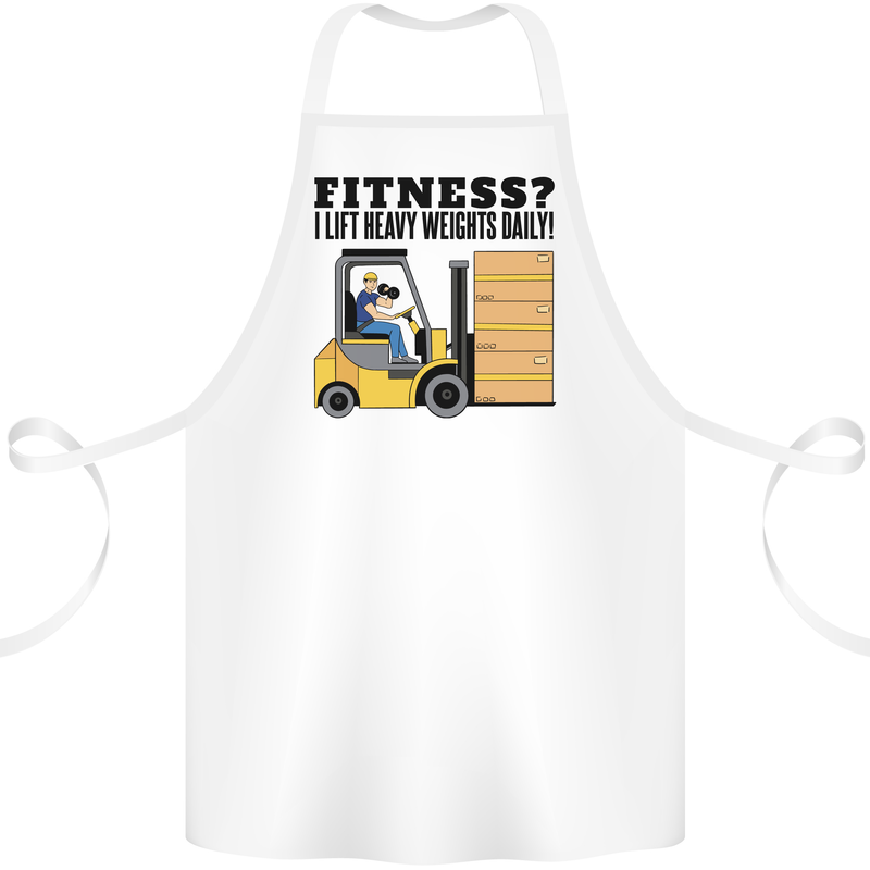 Forklift Driver I Lift Heavy Weights Funny Cotton Apron 100% Organic White
