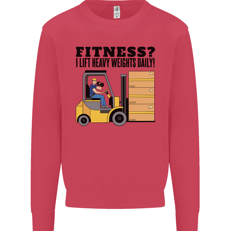 Forklift Driver I Lift Heavy Weights Funny Kids Sweatshirt Jumper Heliconia