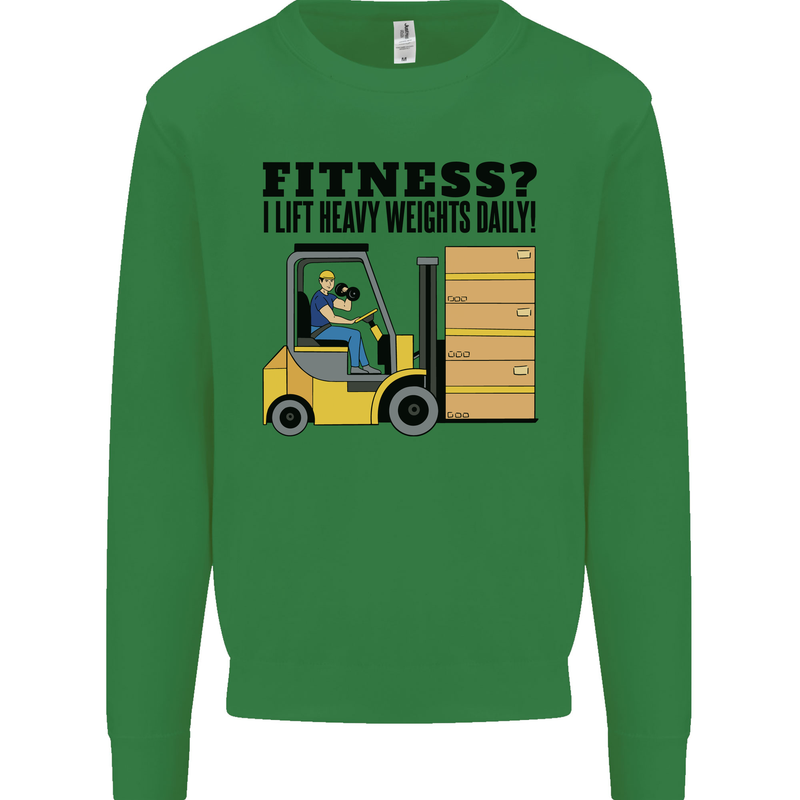 Forklift Driver I Lift Heavy Weights Funny Kids Sweatshirt Jumper Irish Green