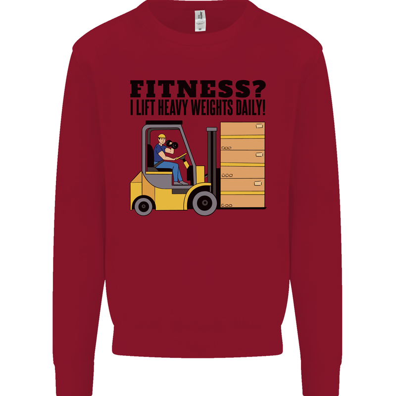 Forklift Driver I Lift Heavy Weights Funny Kids Sweatshirt Jumper Red