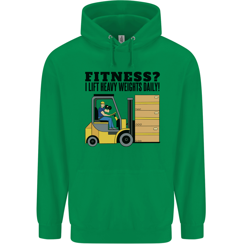 Forklift Driver I Lift Heavy Weights Funny Mens 80% Cotton Hoodie Irish Green