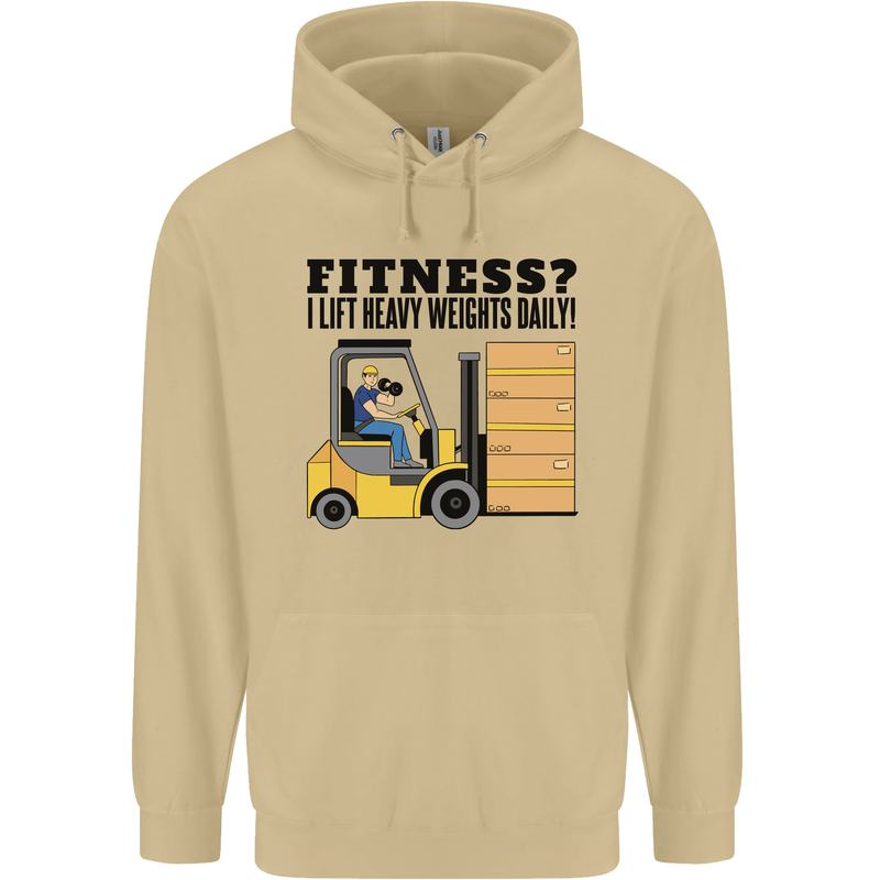 Forklift Driver I Lift Heavy Weights Funny Mens 80% Cotton Hoodie Sand