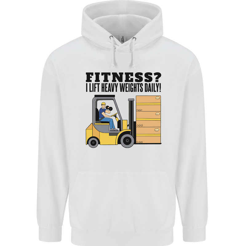 Forklift Driver I Lift Heavy Weights Funny Mens 80% Cotton Hoodie White