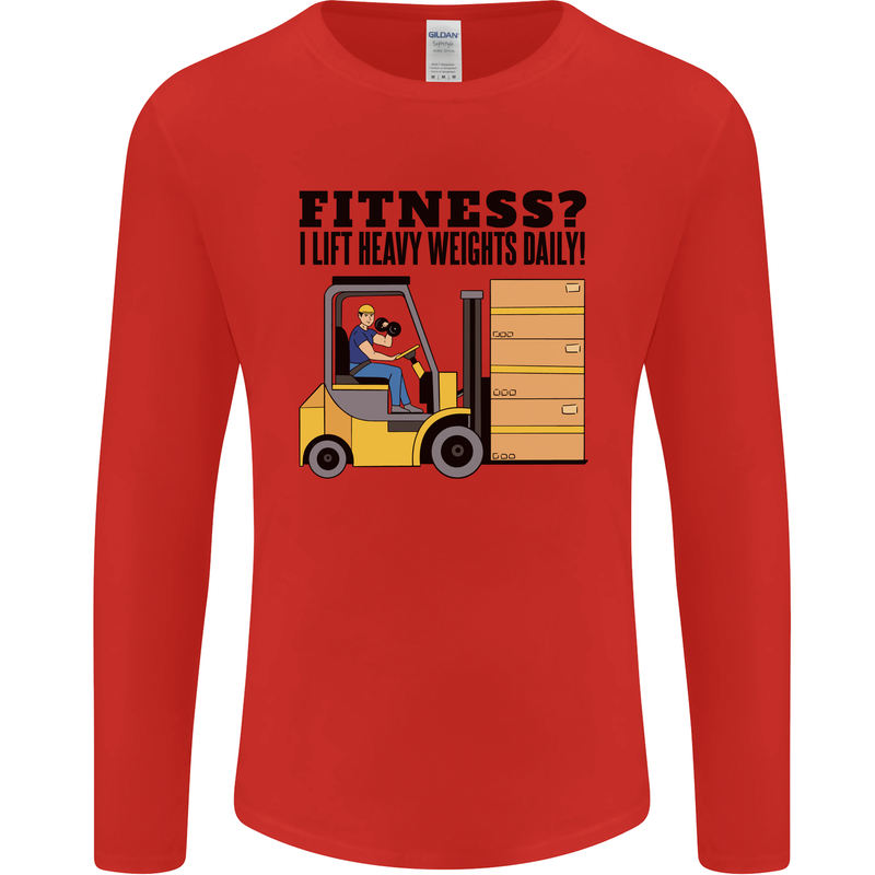 Forklift Driver I Lift Heavy Weights Funny Mens Long Sleeve T-Shirt Red