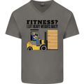 Forklift Driver I Lift Heavy Weights Funny Mens V-Neck Cotton T-Shirt Charcoal