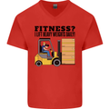 Forklift Driver I Lift Heavy Weights Funny Mens V-Neck Cotton T-Shirt Red