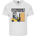 Forklift Driver I Lift Heavy Weights Funny Mens V-Neck Cotton T-Shirt White