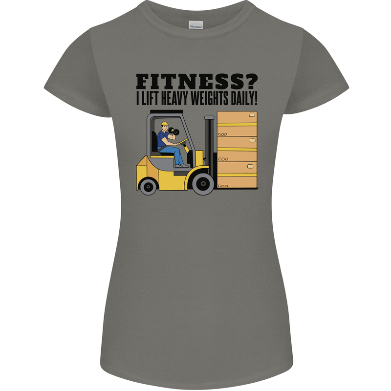 Forklift Driver I Lift Heavy Weights Funny Womens Petite Cut T-Shirt Charcoal