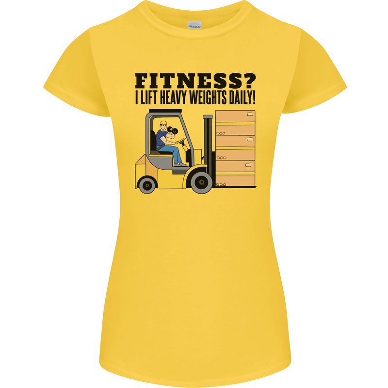 Forklift Driver I Lift Heavy Weights Funny Womens Petite Cut T-Shirt Yellow