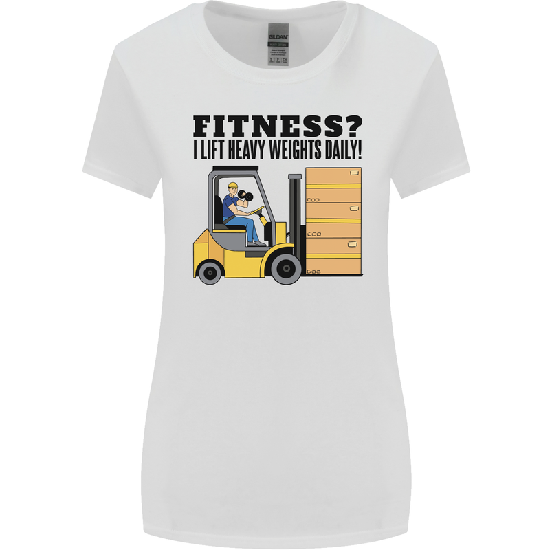 Forklift Driver I Lift Heavy Weights Funny Womens Wider Cut T-Shirt White