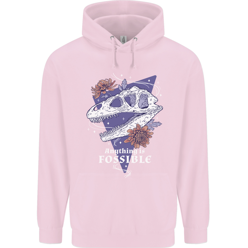 Fossible Funny Fossil Paleontology Dinosaur Childrens Kids Hoodie Light Pink