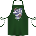 Fossible Funny Fossil Paleontology Dinosaur Cotton Apron 100% Organic Forest Green
