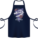 Fossible Funny Fossil Paleontology Dinosaur Cotton Apron 100% Organic Navy Blue