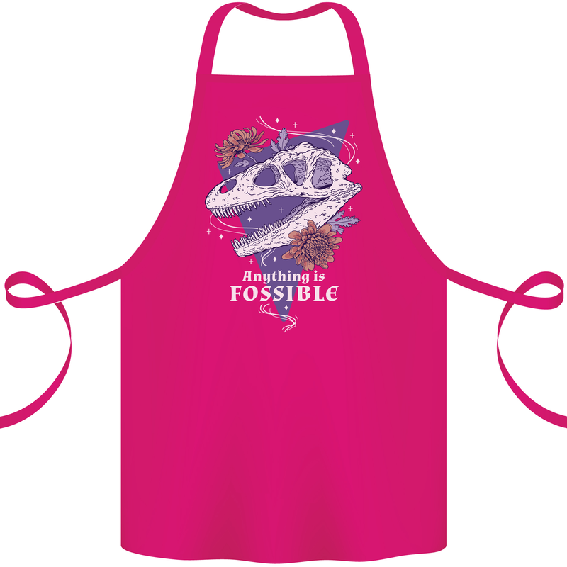 Fossible Funny Fossil Paleontology Dinosaur Cotton Apron 100% Organic Pink