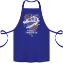 Fossible Funny Fossil Paleontology Dinosaur Cotton Apron 100% Organic Royal Blue