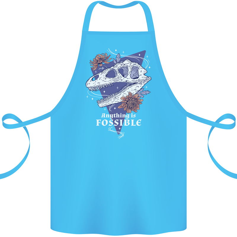 Fossible Funny Fossil Paleontology Dinosaur Cotton Apron 100% Organic Turquoise