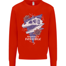Fossible Funny Fossil Paleontology Dinosaur Kids Sweatshirt Jumper Bright Red