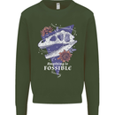 Fossible Funny Fossil Paleontology Dinosaur Kids Sweatshirt Jumper Forest Green