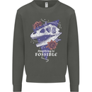 Fossible Funny Fossil Paleontology Dinosaur Kids Sweatshirt Jumper Storm Grey