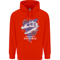 Fossible Funny Fossil Paleontology Dinosaur Mens 80% Cotton Hoodie Bright Red