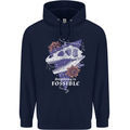 Fossible Funny Fossil Paleontology Dinosaur Mens 80% Cotton Hoodie Navy Blue