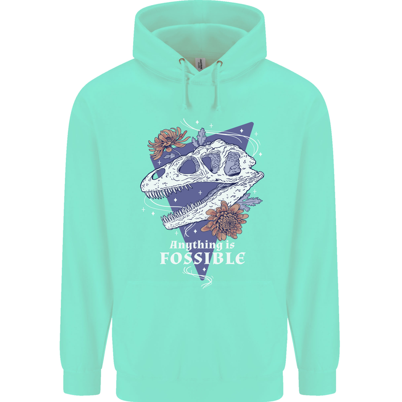 Fossible Funny Fossil Paleontology Dinosaur Mens 80% Cotton Hoodie Peppermint