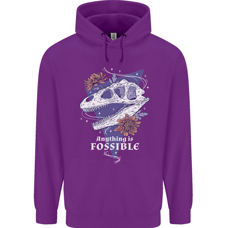 Fossible Funny Fossil Paleontology Dinosaur Mens 80% Cotton Hoodie Purple