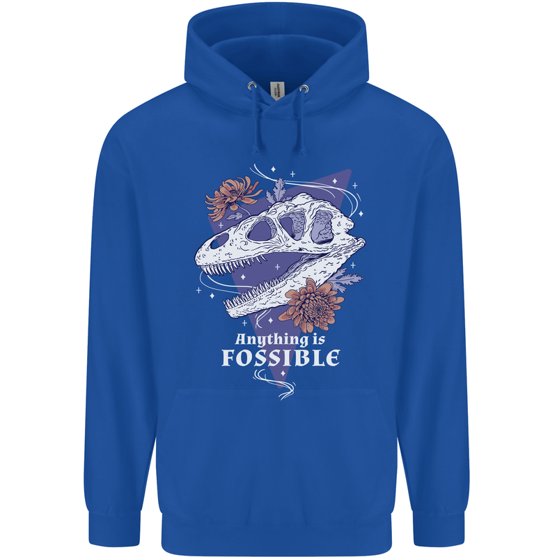 Fossible Funny Fossil Paleontology Dinosaur Mens 80% Cotton Hoodie Royal Blue