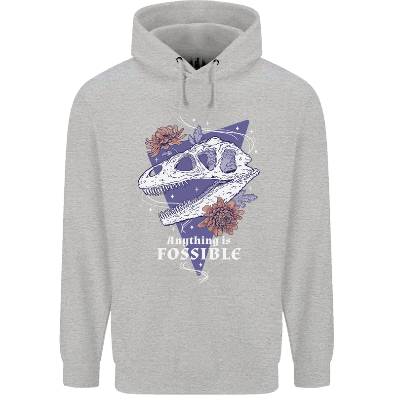 Fossible Funny Fossil Paleontology Dinosaur Mens 80% Cotton Hoodie Sports Grey