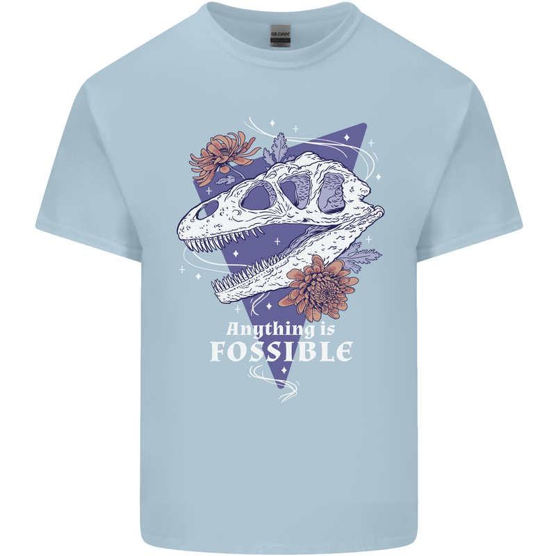 Fossible Funny Fossil Paleontology Dinosaur Mens Cotton T-Shirt Tee Top Light Blue