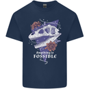 Fossible Funny Fossil Paleontology Dinosaur Mens Cotton T-Shirt Tee Top Navy Blue