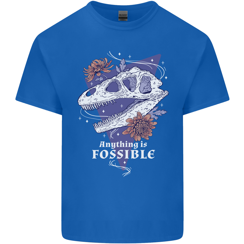 Fossible Funny Fossil Paleontology Dinosaur Mens Cotton T-Shirt Tee Top Royal Blue