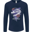 Fossible Funny Fossil Paleontology Dinosaur Mens Long Sleeve T-Shirt Navy Blue