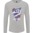 Fossible Funny Fossil Paleontology Dinosaur Mens Long Sleeve T-Shirt Sports Grey