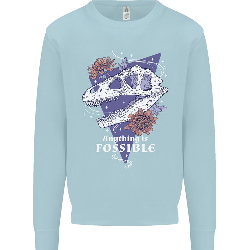Fossible Funny Fossil Paleontology Dinosaur Mens Sweatshirt Jumper Light Blue