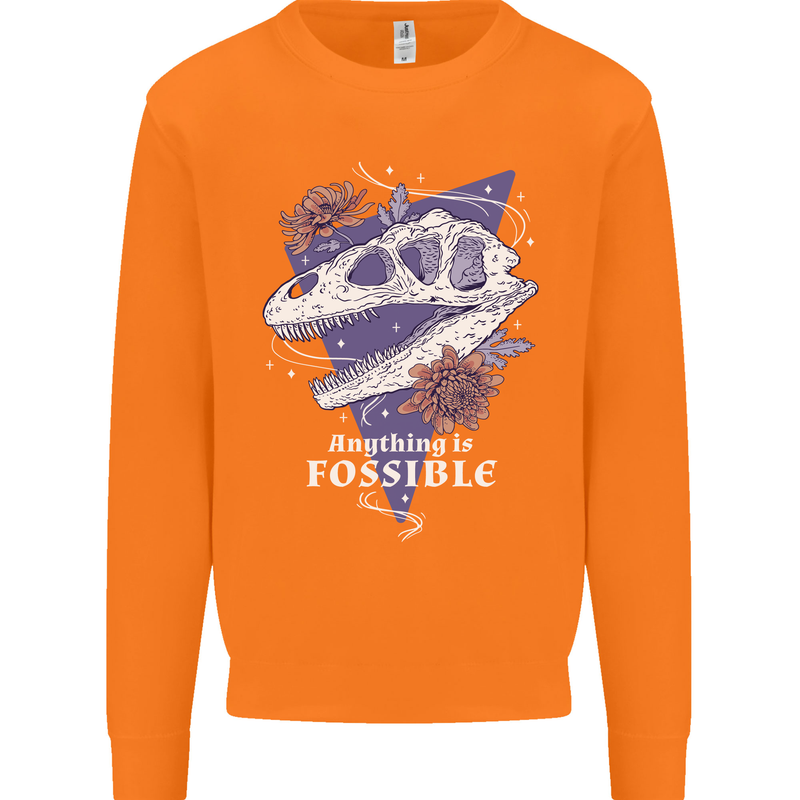 Fossible Funny Fossil Paleontology Dinosaur Mens Sweatshirt Jumper Orange