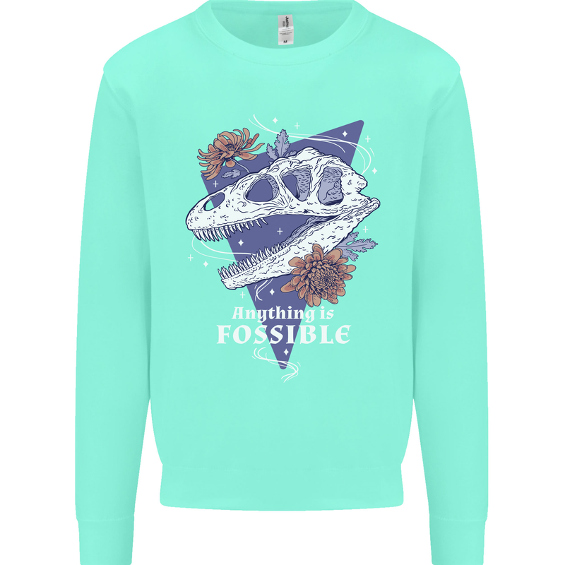 Fossible Funny Fossil Paleontology Dinosaur Mens Sweatshirt Jumper Peppermint