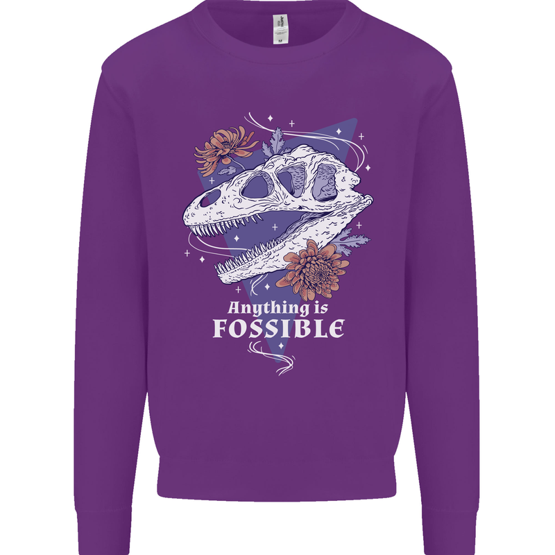 Fossible Funny Fossil Paleontology Dinosaur Mens Sweatshirt Jumper Purple