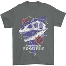 Fossible Funny Fossil Paleontology Dinosaur Mens T-Shirt 100% Cotton Charcoal