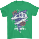 Fossible Funny Fossil Paleontology Dinosaur Mens T-Shirt 100% Cotton Irish Green