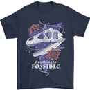Fossible Funny Fossil Paleontology Dinosaur Mens T-Shirt 100% Cotton Navy Blue