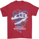 Fossible Funny Fossil Paleontology Dinosaur Mens T-Shirt 100% Cotton Red