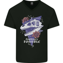 Fossible Funny Fossil Paleontology Dinosaur Mens V-Neck Cotton T-Shirt Black