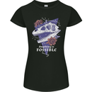 Fossible Funny Fossil Paleontology Dinosaur Womens Petite Cut T-Shirt Black