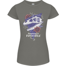 Fossible Funny Fossil Paleontology Dinosaur Womens Petite Cut T-Shirt Charcoal