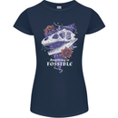 Fossible Funny Fossil Paleontology Dinosaur Womens Petite Cut T-Shirt Navy Blue