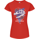 Fossible Funny Fossil Paleontology Dinosaur Womens Petite Cut T-Shirt Red
